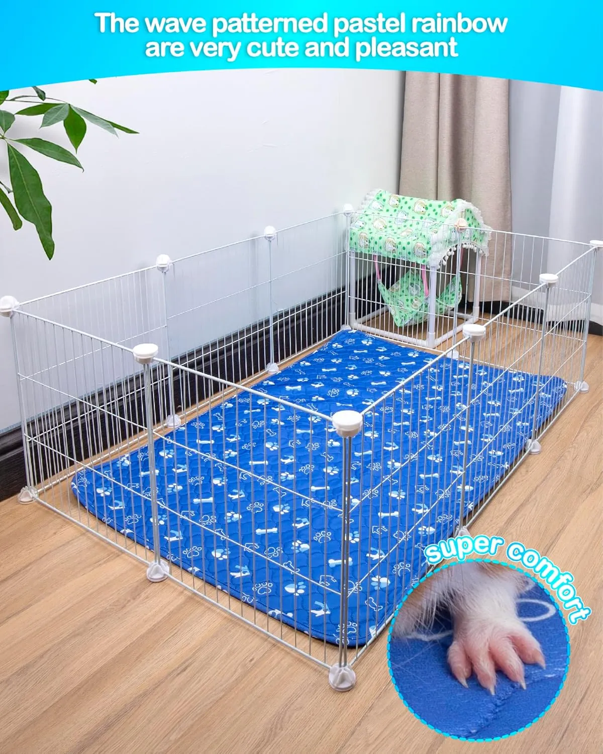 3 Pack 28 x 20 Blue Guinea Pig Cage Liners,Washable Guinea Pig Pee Pads,Guinea Pig Bedding for Rabbits Ferret Hamster Chinchilla Bunny Small Animals