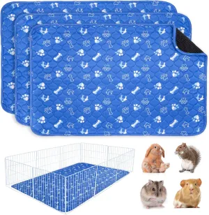 3 Pack 28 x 20 Blue Guinea Pig Cage Liners,Washable Guinea Pig Pee Pads,Guinea Pig Bedding for Rabbits Ferret Hamster Chinchilla Bunny Small Animals