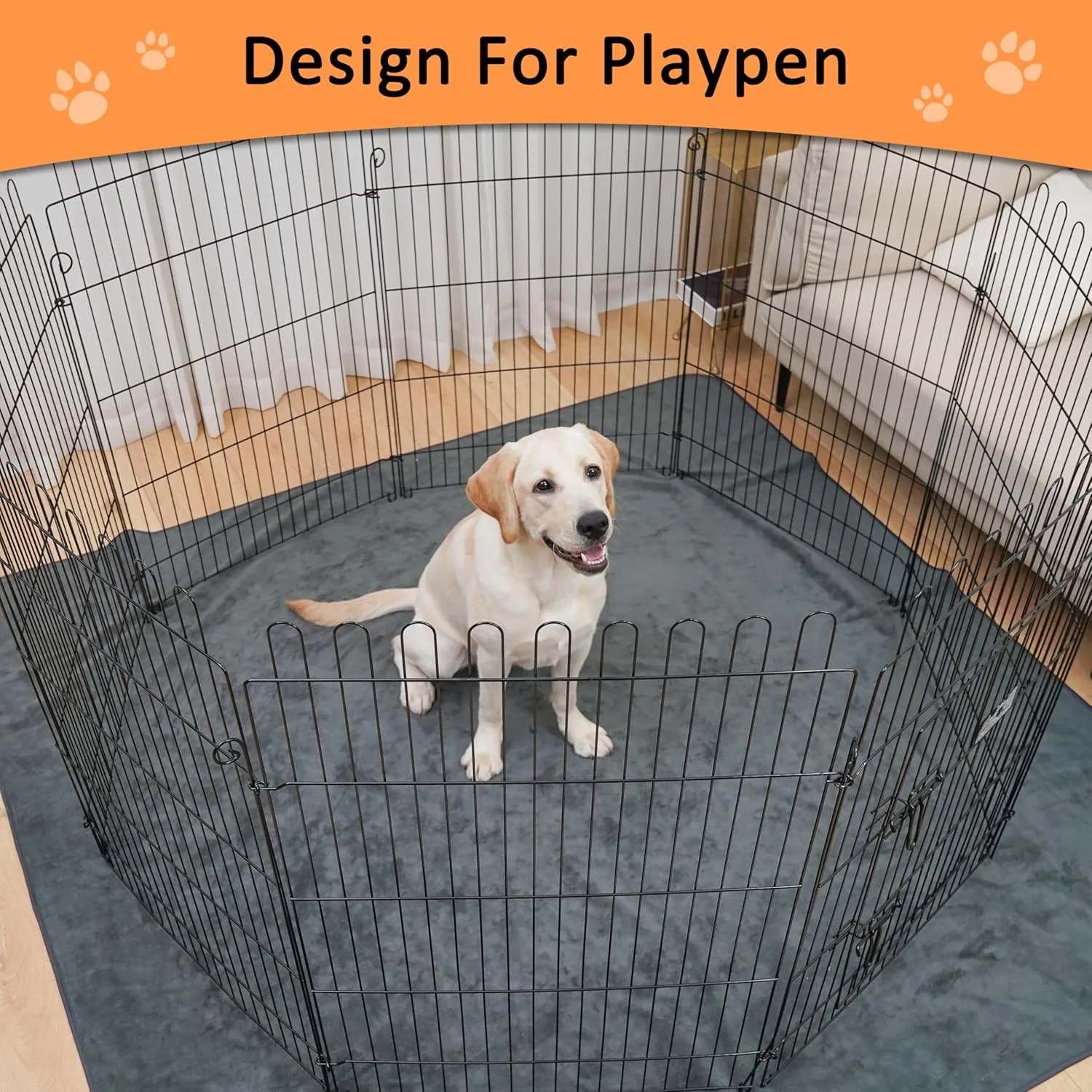 3 Packs Washable Pee Pads for Dogs, 48'' x 48" Reusable Puppy Pads with Super Absorbent, Fast Absorbent Pet Whelping Pads, Puppy Playpen Mat for Incontinence, Housebreak, Crate, Grey