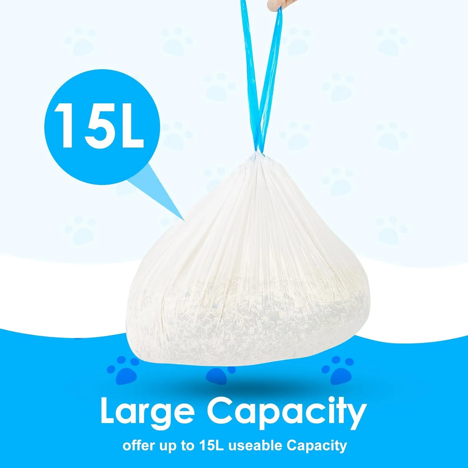 Cat Litter Bags 60Count, 26.37"x15.74" Drawstring Close Litter Box Liners for Automatic Litter Box,Thick Cat Poop Bags,Easy to Clean,Heavy Duty Robot Bag for Self-Cleaning Box