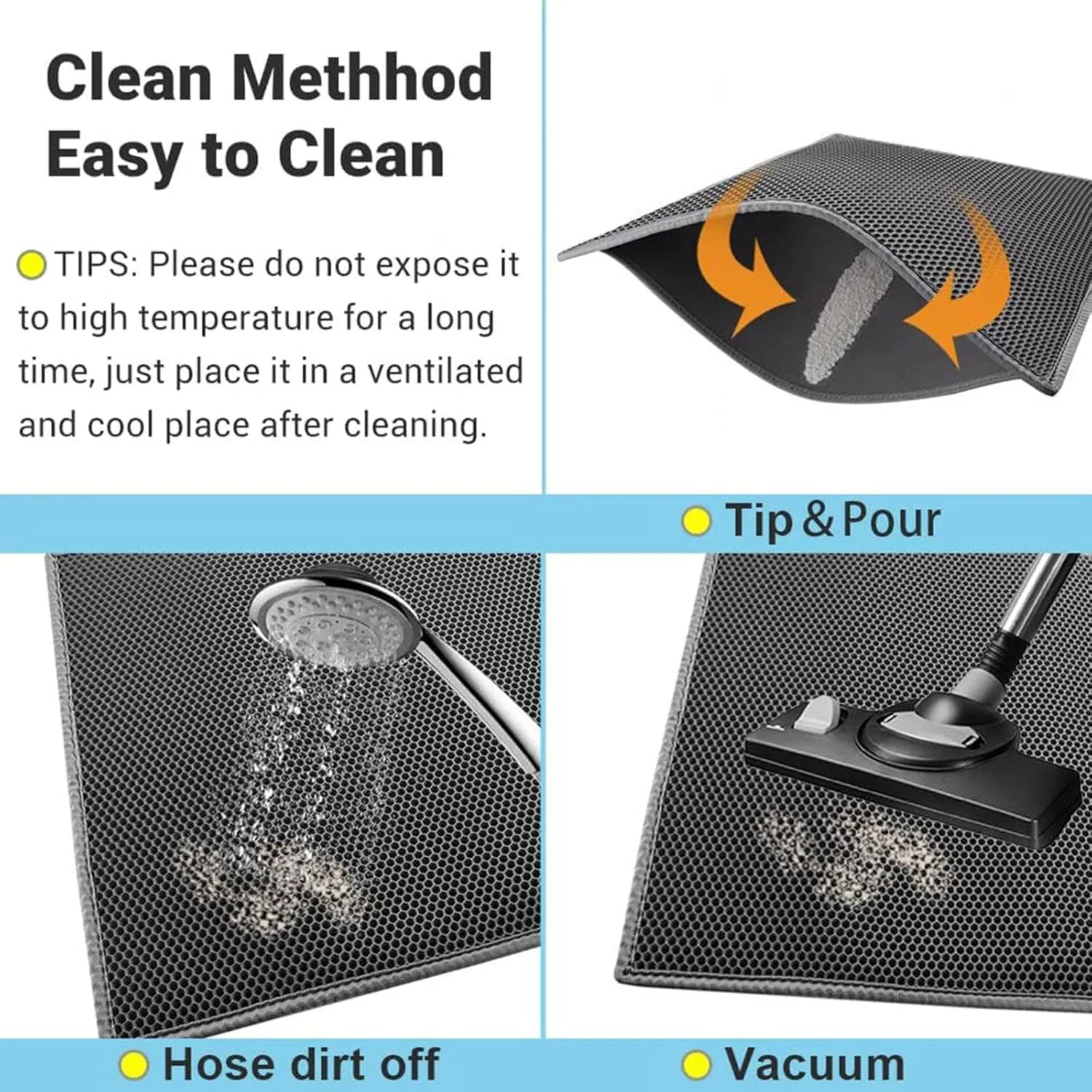 Cat Litter Mat Litter Trapping Mat, 24X35In/26X46In Double Layer Easy Clean Cat Litter Trap Mats Litter Box Rug, Less Waste,Soft On Paws,Non-Slip,24X35In-Gray