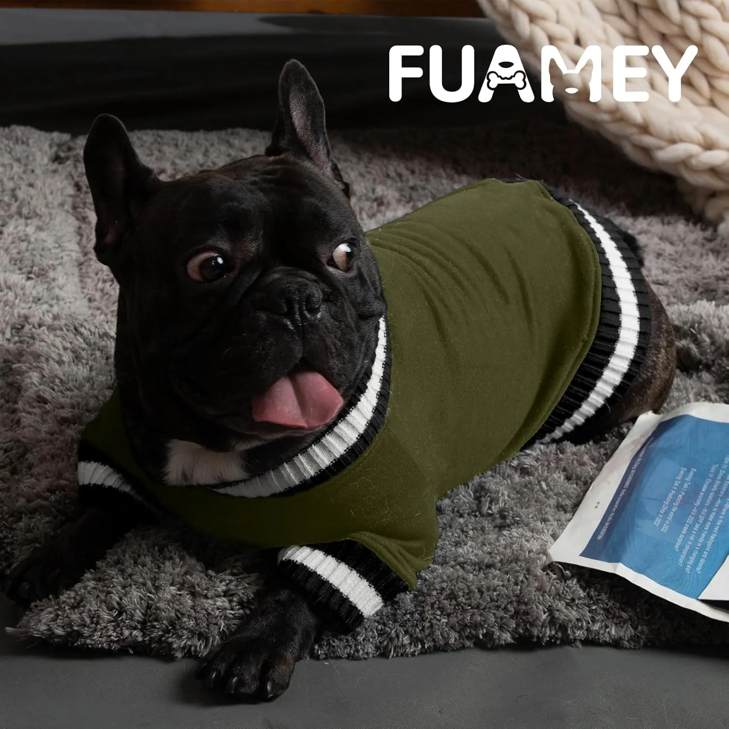 FUAMEY Dog Pullover SweatshirtDog Winter Sweaters Warm Dog Clothes Dog Vest Thick Puppy Pullover Soft Pet Fleece Sweater Cute Doggie Boy Girl Outfit for Small Medium Dogs Green M