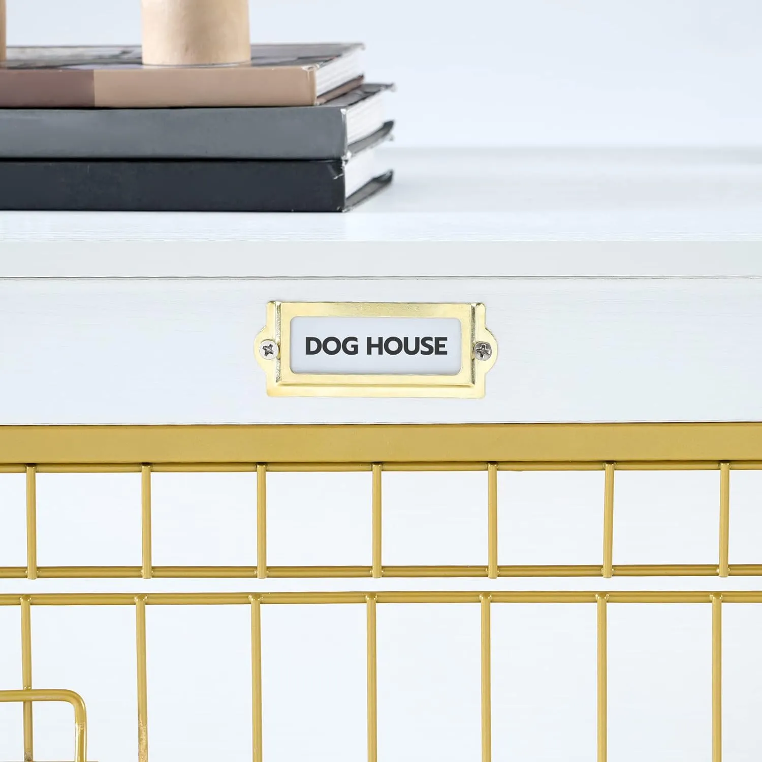 HOOBRO Dog Crate Furniture, 32.5" Medium Dog Kennel Indoor, Wooden Cage with Pull-Out Tray, Double Doors Pet House Side End Table for Medium/Small Dogs, White DW802GW03