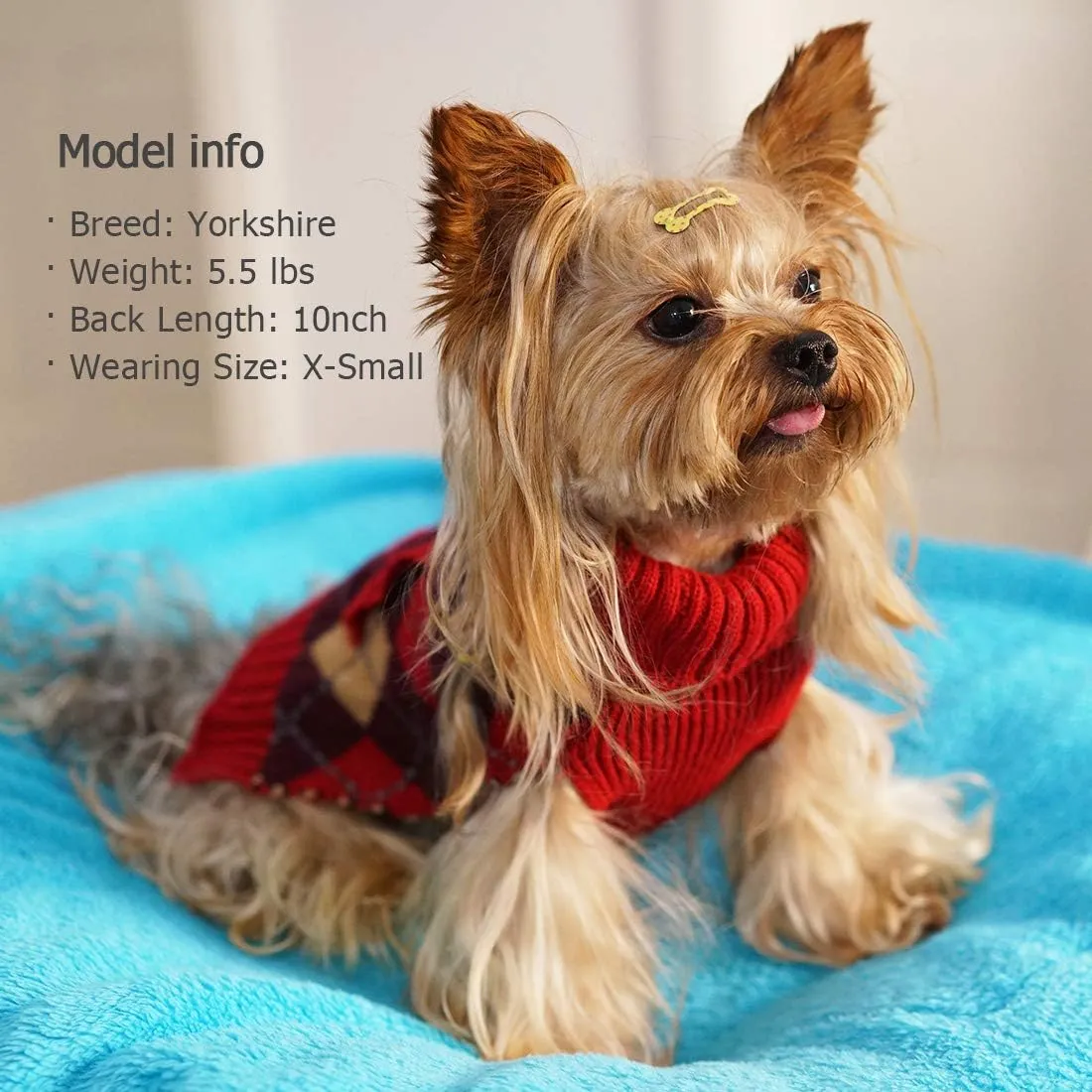 KYEESE Dog Sweaters with Leash Hole Dog Sweater Plaid Thicken Knitwear Warm Puppy Sweater for Fall Winter