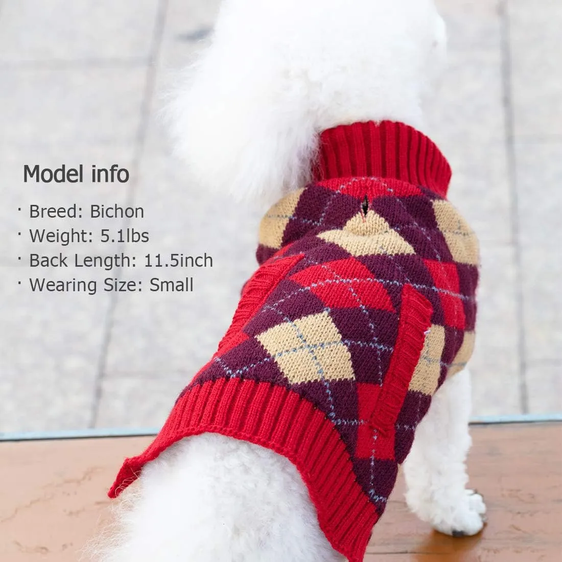 KYEESE Dog Sweaters with Leash Hole Dog Sweater Plaid Thicken Knitwear Warm Puppy Sweater for Fall Winter