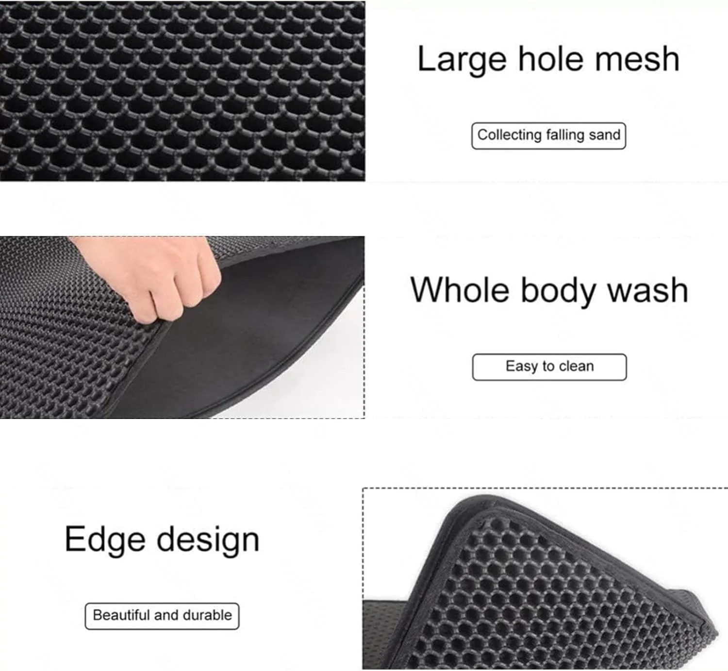 Litter Mat, 24X35In/26X46In Double Layer Easy Clean Cat Litter Trap Mat Litter Box Pads, Less Waste,Soft On Paws,Non-Slip,24X35In-Black