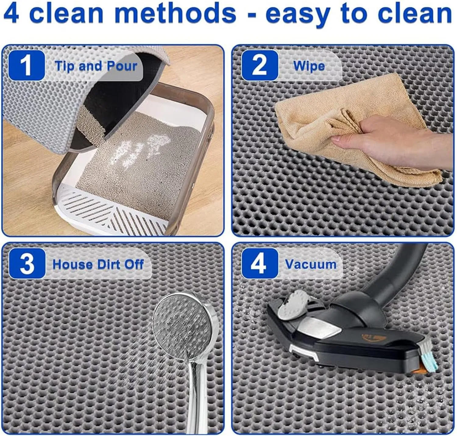 Litter Mat, 24X35In/26X46In Double Layer Easy Clean Cat Litter Trap Mat Litter Catcher, Less Waste,Soft On Paws,Non-Slip,24X35In-Beige