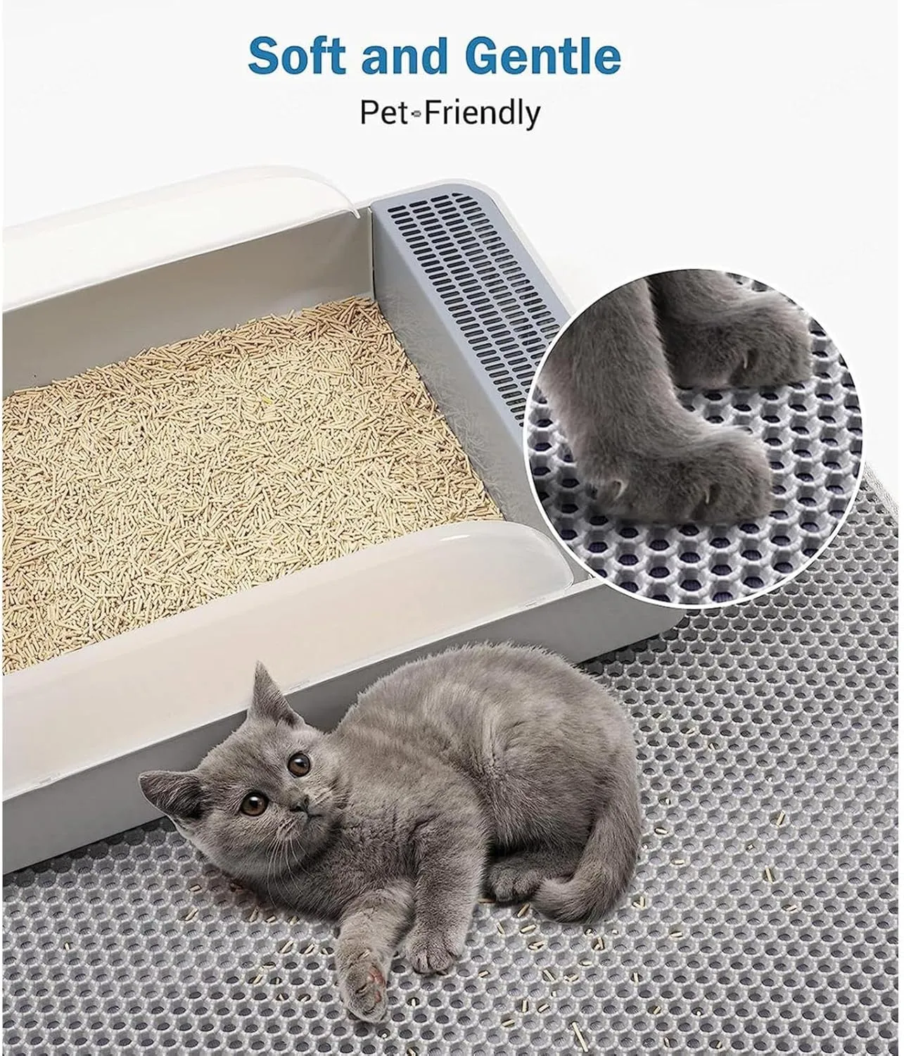 Litter Mat, 24X35In/26X46In Double Layer Easy Clean Cat Litter Trap Mat Litter Catcher, Less Waste,Soft On Paws,Non-Slip,24X35In-Beige