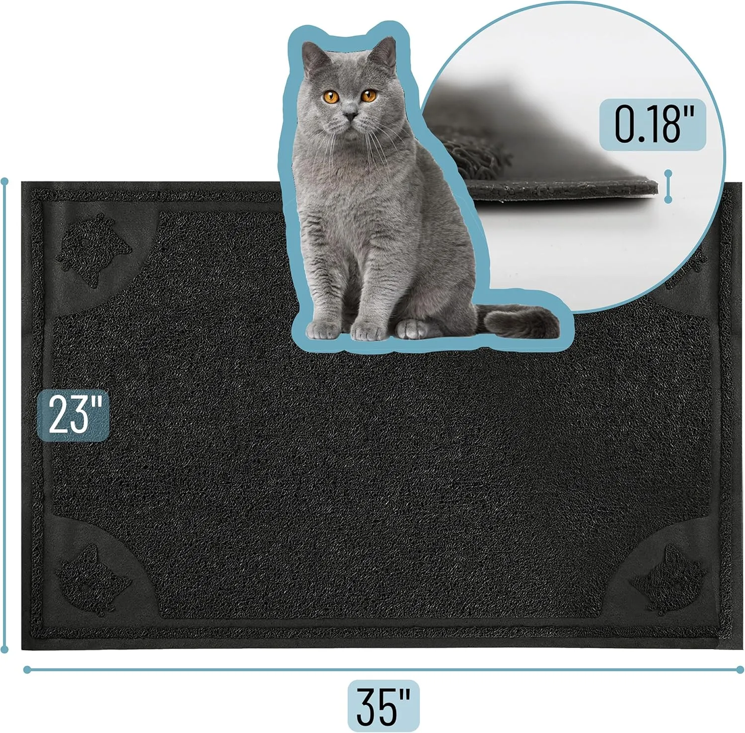 Mr. Pen- Large Cat Litter Mat, 23x 35, Black Cat Litter Box Mat, Cat Litter Mat Litter Trapping Mat, Cat Mats for Litter Large, Litter Mat for Litter Box, Large Litter Mat