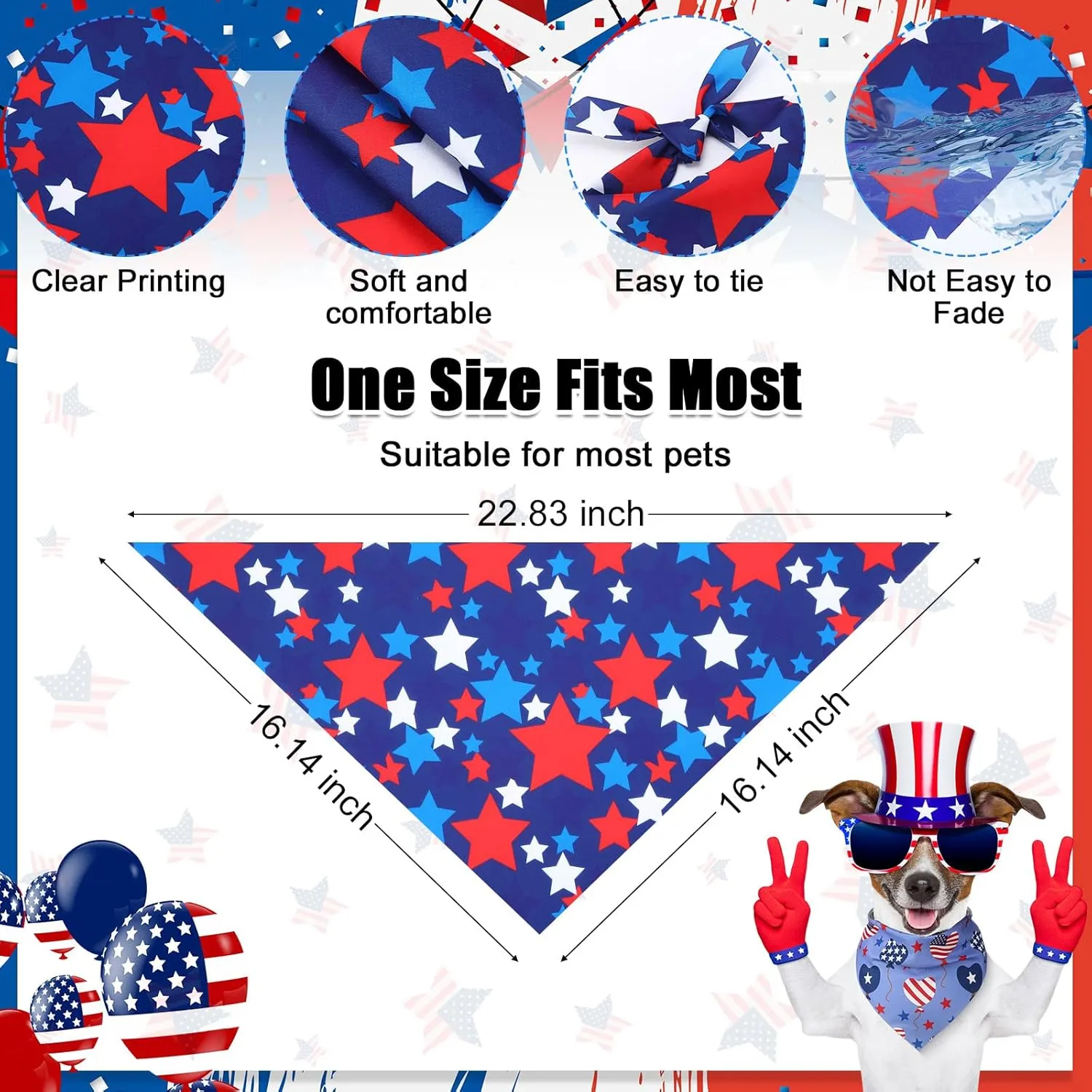 Reginary 180 Pcs 4th of July Dog Bandanas Bulk Hawaiian Triangle Dog Scarfs Bib Bandanas Plaid Flamingo Pet Triangle Bibs Kerchief Adjustable Bandana for Pet Grooming Costume Accessory(Flag)